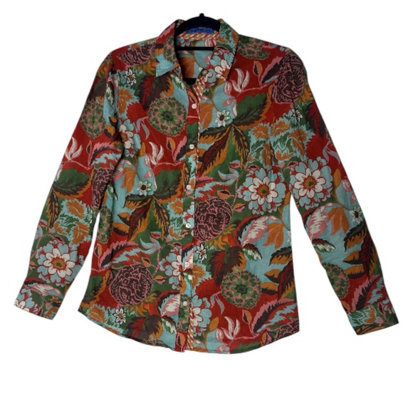 J. McLaughlin Tops - J. McLaughlin Top Shirt Women's Small Button Front Floral‎ Long Sleeve Bohemian